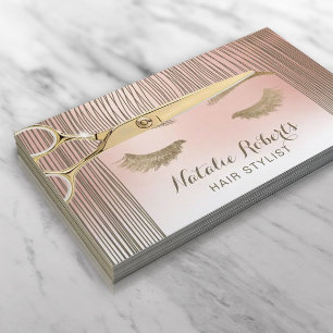 Friseur Beauty Mädchen Rose Gold Pastell Salon Visitenkarte