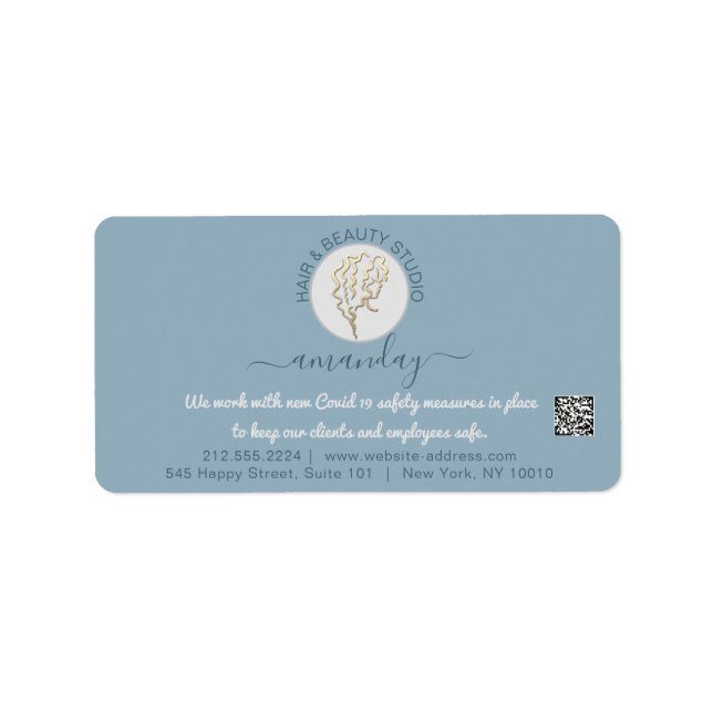 Friseur Beauty Studio Lash Gold Logo QR UAWG Adressaufkleber (Vorne)