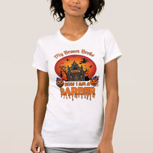 Friseur Besen Brach Halloween Kürbis Clipper Heims T-Shirt