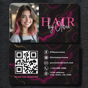 Friseur Black Pink Foto QR-Code Visitenkarte