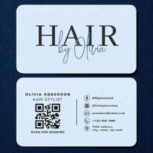 Friseur Blau QR-Code Visitenkarte