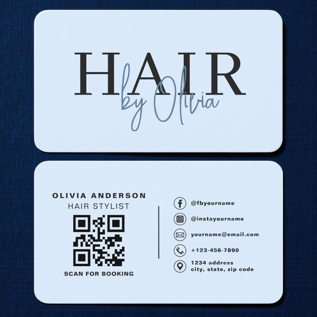 Friseur Blau QR-Code Visitenkarte (Von Creator hochgeladen)