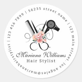 Friseur-Blumengeschäft Schere Schönheitssalon Runder Aufkleber