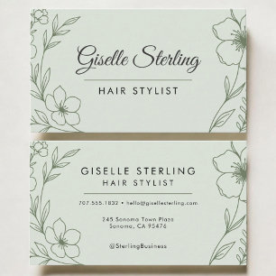 Friseur Botanischer Salbei Grün Modern Visitenkarte