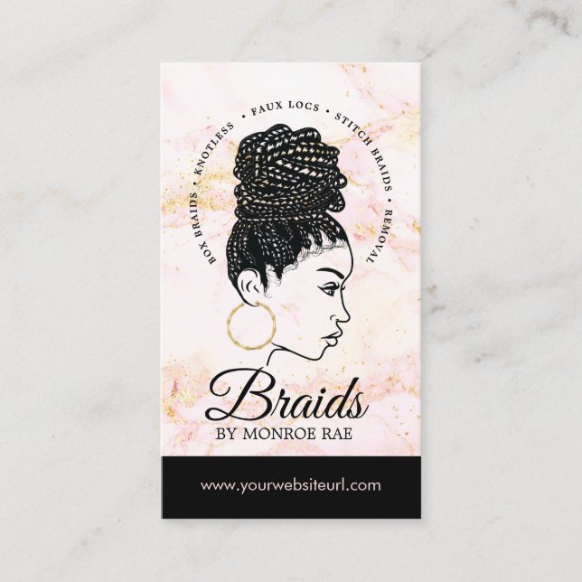 Friseur Braiding Salon Braid Stylist Business Visitenkarte (Vorderseite)