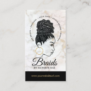 Friseur Braiding Salon Braid Stylist Marmor Visitenkarte