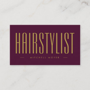 Friseur Burgund und Gold Modernes Friseurstudio Visitenkarte