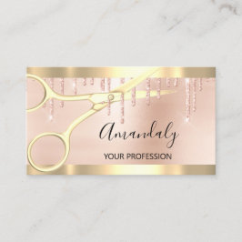 Friseur Coiffeur Goldschere Rose Gold Visitenkarte