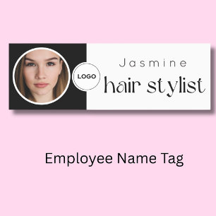 Friseur-Foto Schwarz-Weiß Professionell Namensschild