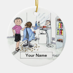 Friseur - Frau Keramikornament