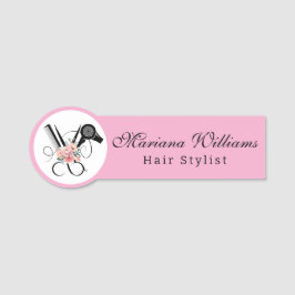 Friseur-Friseur-Blumenschere rosa Namensschild