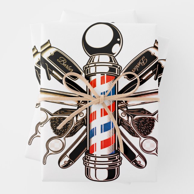 Friseur, Friseur, Friseur, Friseur Geschenkpapier Set (Beispiel)