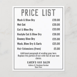 Friseur Friseur Salon Broschüre Preisliste Flyer