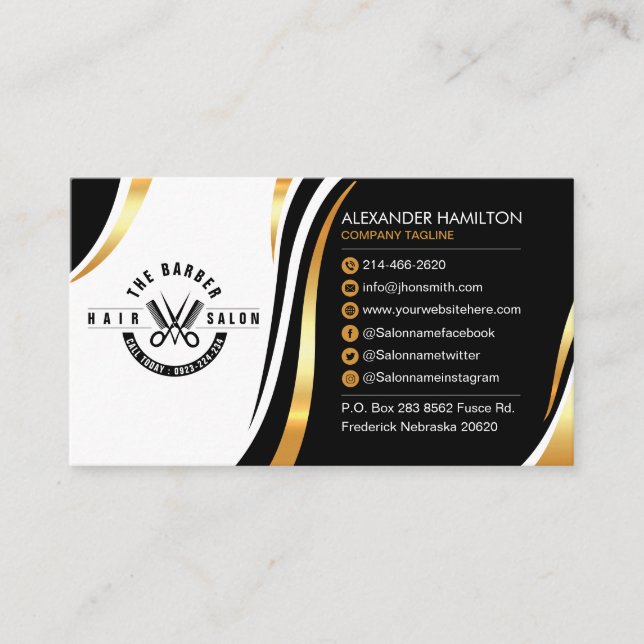 Friseur, Friseur, Salon mit kostenlosem Logo Visitenkarte (Vorderseite)