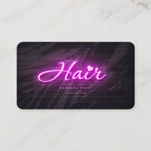 Friseur Friseur Schönheitssalon Neon Lavender Visitenkarte (Vorderseite)