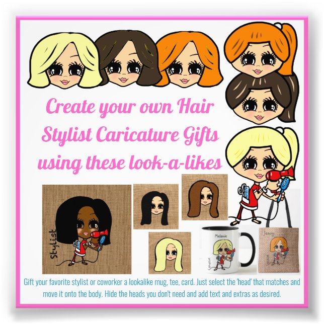 Friseur-Friseur-Stylist-Karikaturenkartoffel Fotodruck (Vorne)