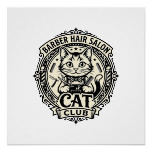 Friseur Friseursalon Katze Lustige Katze Grafik - Poster