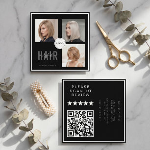 Friseur für schwarze Haare Foto-Collage QR-Code &  Quadratische Visitenkarte