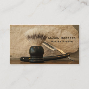 Friseur-gerades Rand-Rasiermesser-Rasierbürste Visitenkarte