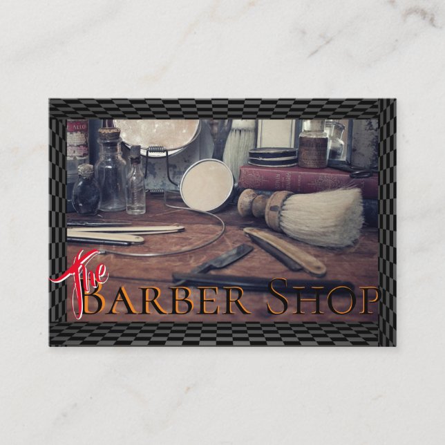 Friseur-Geschäfts-Vintages Schwarzes, weiß, Visitenkarte (Vorderseite)