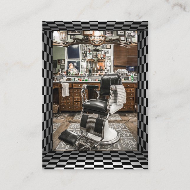 Friseur-Geschäfts-Vintages Schwarzes, weiß, Visitenkarte (Vorderseite)