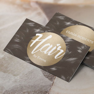 Friseur Gold Circle Braunes Haar Hintergrund Visitenkarte