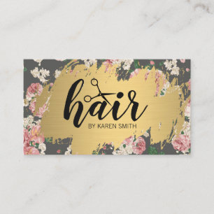 Friseur Gold Gebürstete Vintage Blumen Visitenkarte