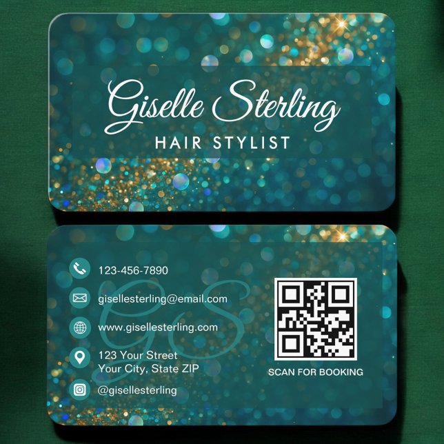 Friseur Green QR Code Visitenkarte (Von Creator hochgeladen)