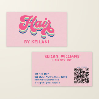 Friseur Groovy Retro QR-Code Haar Von Visitenkarte