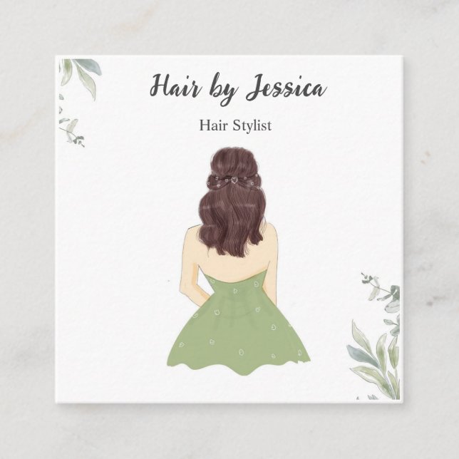 Friseur, Haarstil, Quadratische Visitenkarte (Vorderseite)