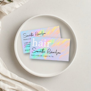 Friseur Haarstylist Salon Holografischer Regenboge Visitenkarte
