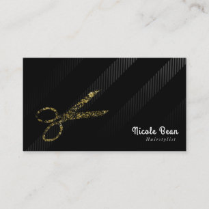 Friseur Hairstylist Gold & Black Chic Glam Visitenkarte