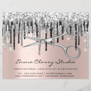 Friseur Hairstylist Nägel Silber Grau Rose Flyer