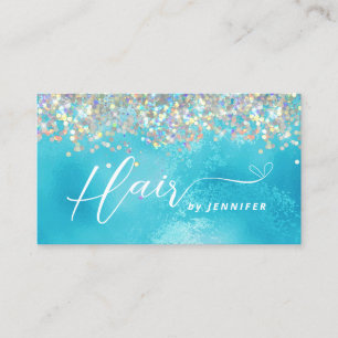 Friseur Holografischer Glitter Türkis Beauty Visitenkarte