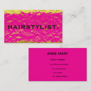 Friseur Hot Pink Gold Schwarz Abstrakte Rustikale Visitenkarte