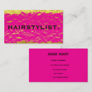 Friseur Hot Pink Gold Schwarz Abstrakte Rustikale Visitenkarte
