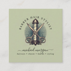 Friseur im Stil eines alten Barbierladens Quadratische Visitenkarte