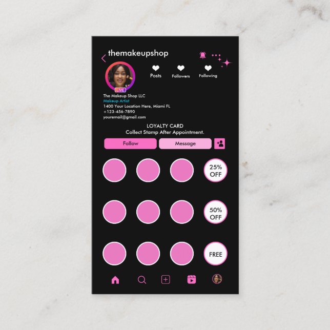 Friseur Instagram QR-Code Treuekarte (Vorderseite)
