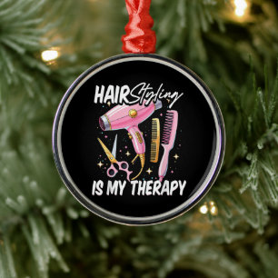 Friseur ist meine Therapie Ornament Aus Metall