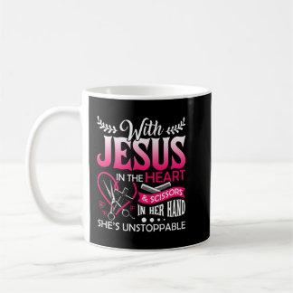 Friseur Jesus in Herzensschere Friseurin Kaffeetasse