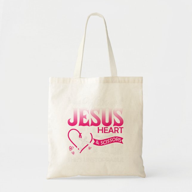 Friseur Jesus in Herzensschere Friseurin Tragetasche (Vorne)