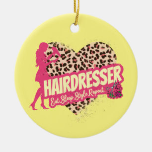 Friseur Leopard Hair Hustler Hairstylist Keramik Ornament