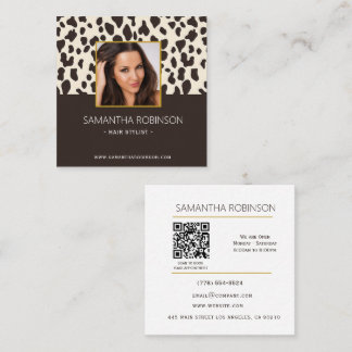 Friseur Leopardendruck Foto QR-Code Quadratische Visitenkarte