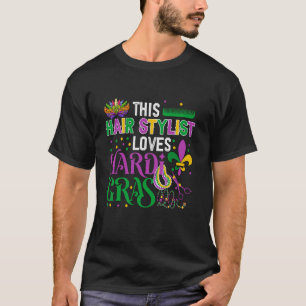 Friseur liebt Mardi Gras Kostüm Maskierte Perlen T-Shirt