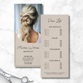 Friseur-Liste Moderne Beige Preise Werbekarte