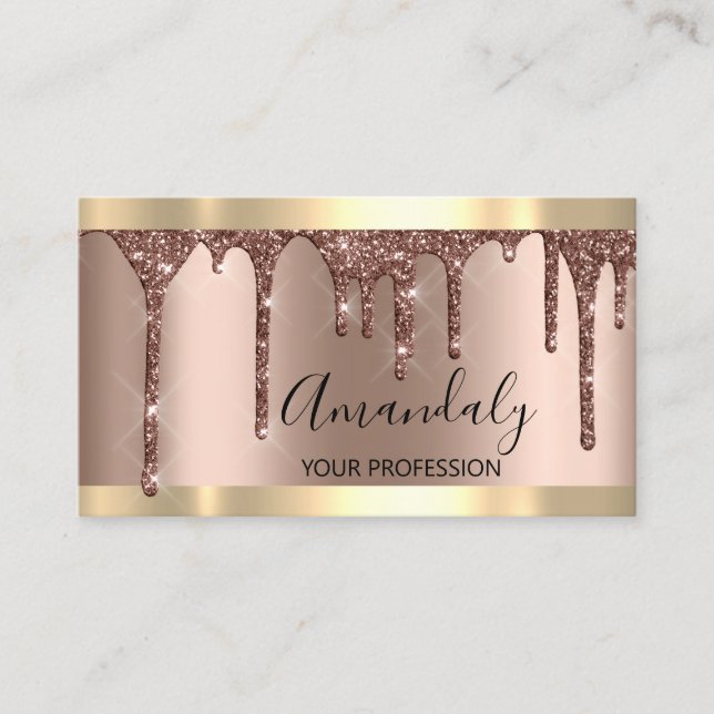 Friseur Makeup Artist Lash Rose Gold Blush Visitenkarte (Vorderseite)