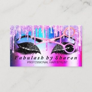 Friseur Makeup Eyelash Pink Lux Tropfen Schere Visitenkarte