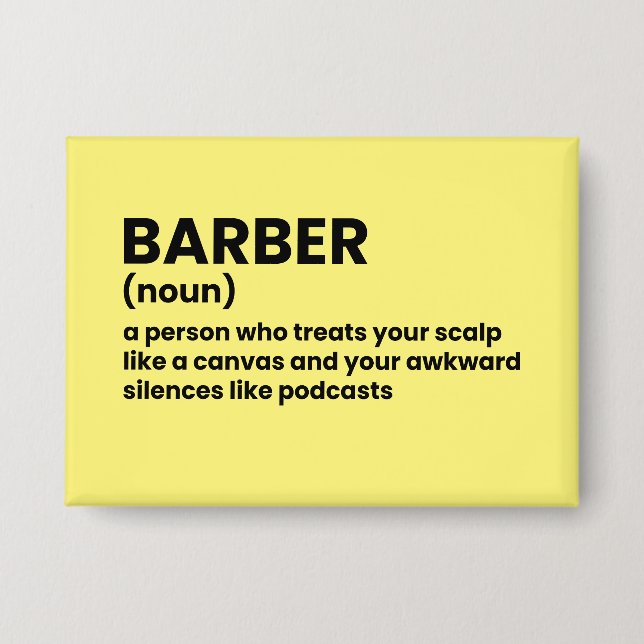 Friseur mit Spaß Button (Vorderseite)