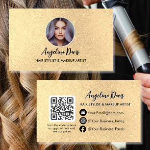 Friseur Modern Gold Schönheitssalon Foto qr Visitenkarte