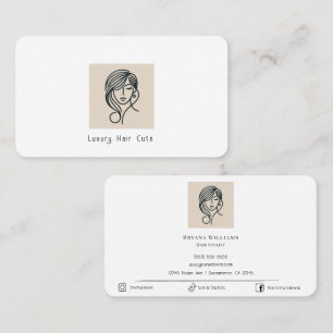 Friseur Modern Minimal Beige Weiß Minimalistisch Visitenkarte
